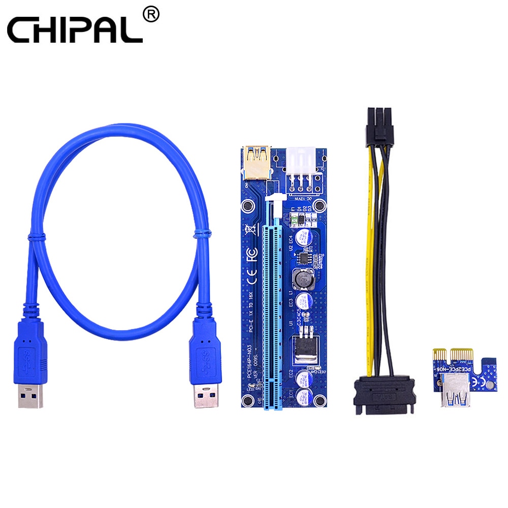 CHIPAL Blue VER009S PCI-E  ī 009S PCIE PCI Express 1X  16X  100CM 60CM USB 3.0 ̺ SATA  6Pin  ڵ